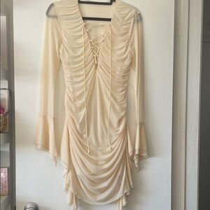 Parthea|Elegant Cream Ruched Dress|Large|NWT